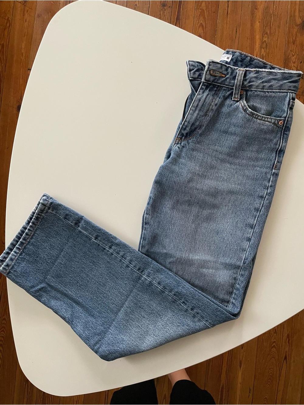 Zara Mid-Rise Straight Leg Denim Jeans